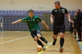 The futsal match of Ukrainian ExtraLeague Viva Cup Monolit vs Donbass Energo Trading Royalty Free Stock Photo