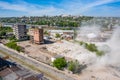 Kharkiv, Ukraine: fallen tower of old grain elevator building after undermining Royalty Free Stock Photo