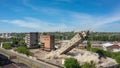Kharkiv, Ukraine: falling tower of old grain elevator building after undermining Royalty Free Stock Photo