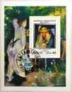 A stamp of Madagascar shows painting of Pierre Renoir