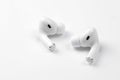 KHARKIV, UKRAINE - JANUARY 27, 2021: Apple AirPods Pro on a white background. Wireless headphones. Apple Inc. is an American Royalty Free Stock Photo