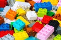 KHARKIV, UKRAINE - January 9th, 2019: Pile of coloured Lego Duplo bricks