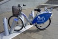 Kharkiv, Ukraine, July, 2017 Bike sharing dock station. City bicycle parking point powered by solar cell panels. Urban mobility Royalty Free Stock Photo