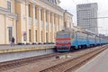 Train near the platform of the Kharkiv Passenger Railway Station