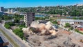 Kharkiv, Ukraine: collapsing old abandoned building after undermining Royalty Free Stock Photo