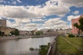 Kharkiv, Ukraine, May 21, 2020. View of the embankment of the Kharkiv River in the city center and Nagorny District