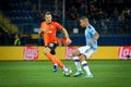 KHARKIV, UKRAINE - September 18, 2019: Gabriel Jesus and Yevgen Konoplyanka during the UEFA Champions League match between