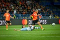 KHARKIV, UKRAINE - September 18, 2019: Ilkay Gundogan and Marlos during the UEFA Champions League match between Shakhtar Donetsk