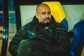 KHARKIV, UKRAINE - September 18, 2019: Pep Guardiola coach during the UEFA Champions League match between Shakhtar Donetsk vs Royalty Free Stock Photo