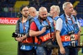 KHARKIV, UKRAINE - SEPTEMBER 19, 2018: Photojournalists and photojournalists will work during UEFA Champions League match between Royalty Free Stock Photo