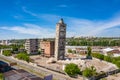 Kharkiv, Ukraine: undermining of old abandoned grain elevator building Royalty Free Stock Photo