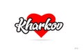 kharkov city design typography with red heart icon logo