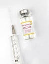 Kharkov, Ukraine - April 18, 2021: COVID-19 vaccination, AstraZeneca vaccine vial with syringe, medical and medicine