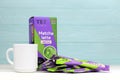 KHARKOV UKRAINE - DECEMBER 28 2020: Pack of TET Matcha latte vanilla tea sticks. True english tea manufactured by Sun Generation