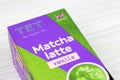 KHARKOV, UKRAINE - DECEMBER 28, 2020: Pack of TET Matcha latte vanilla tea sticks. True english tea manufactured by Sun Generation
