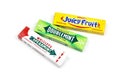 KHARKOV, UKRAINE - FEBRUARY 14, 2021: Wrigleys Spearmint Doublemint and Juicy Fruit chewing gum in classic design