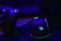 Gamesir g3s video game controller and Bloody p93 gaming mouse on office table with a4tech keyboard and headphones