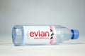 KHARKOV, UKRAINE - JULY 2, 2021: Bottle Of Evian Natural Mineral Water. Evian bottling factory located in Amphion, France