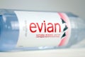 KHARKOV, UKRAINE - JULY 2, 2021: Bottle Of Evian Natural Mineral Water. Evian bottling factory located in Amphion, France