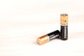 Duracell batteries on white background. Duracell is an American brand of batteries and smart power solutions manufactured by