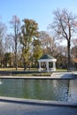 Kharkov, Ukraine. 2021, October 26. View of a Canal with fountain drops and splashes