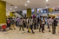 KHARTOUM, SUDAN - MARCH 9, 2019: Long line at the ATM in Al Waha Mall in Khartoum during a monetary crisis in Suda