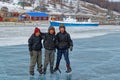 Young skaters on an natural ice rink on Khovsgol lake