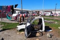 Khayelitsha township, South Africa - 29 August 2018 : BAckyard in a township in South Africa Royalty Free Stock Photo