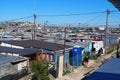 Khayelitsha township, South Africa - 29 August 2018 : BAckyard in a township in South Africa Royalty Free Stock Photo