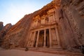 the Khazneh (Treasury) in Jordan's ancient city of Petra at dawn