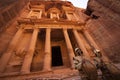 the Khazneh (Treasury) in Jordan's ancient city of Petra at dawn