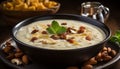 Kheer or payasam in black bowl generative AI