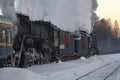 Two steam locomotives of the retro train \