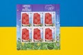 Postage stamps of Ukraine for 2022. Ukrainian postage stamp on the theme of the war. Kyiv, Ukraine - February 24, 2023.