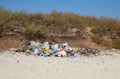 Kherson, the village of Zalizny Port, Ukraine - September 16, 2020: a large garbage dump left by vacationers