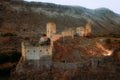 Khertvisi fortress perched on hill with stunning aerial view in mountainous landscape