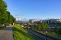 Khetagurov Park in Vladikavkaz city center at summer sunset