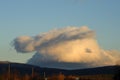 Khibiny mountains in autumn with thick white clouds. The majestic mountains are an indispensable place for all lovers of skiing