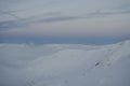 The Khibiny peaks lighted by the sun winter background