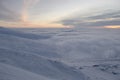 The Khibiny peaks lighted by the sun winter background