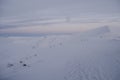 The Khibiny peaks lighted by the sun winter background