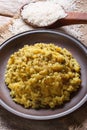 Khichdi close-up on a plate top view vertical Royalty Free Stock Photo