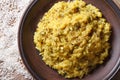 Khichdi with rice and mung bean on a plate close-up. top view Royalty Free Stock Photo