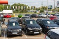 Khimki, Russia - September 12.2016. Many different cars around the salon for sale of used cars Royalty Free Stock Photo