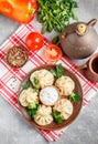 Khinkali - Georgian dumplings with meat and parsley