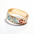 Colorful Gold Plated Floral Ring With Traditional Chinese Design