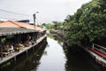 Khlong Samrong canal for thai people journey and tour in passage water transport at Wat Bang Phli Yai Nai Temple in Bang Phli Yai