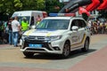 Khmelnitsky, Ukraine - June 3, 2018. The car of the new police e