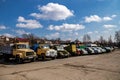 Khmelnitsky. Ukraine. March 21, 2021. Old Soviet retro cars in the open air. Dump of a car of the Soviet era