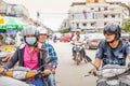 Khmer people riding motorcycles on the street in Phnom Penh City, Cambodia Royalty Free Stock Photo